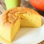 pumpkin chiffon cake on a white plate.