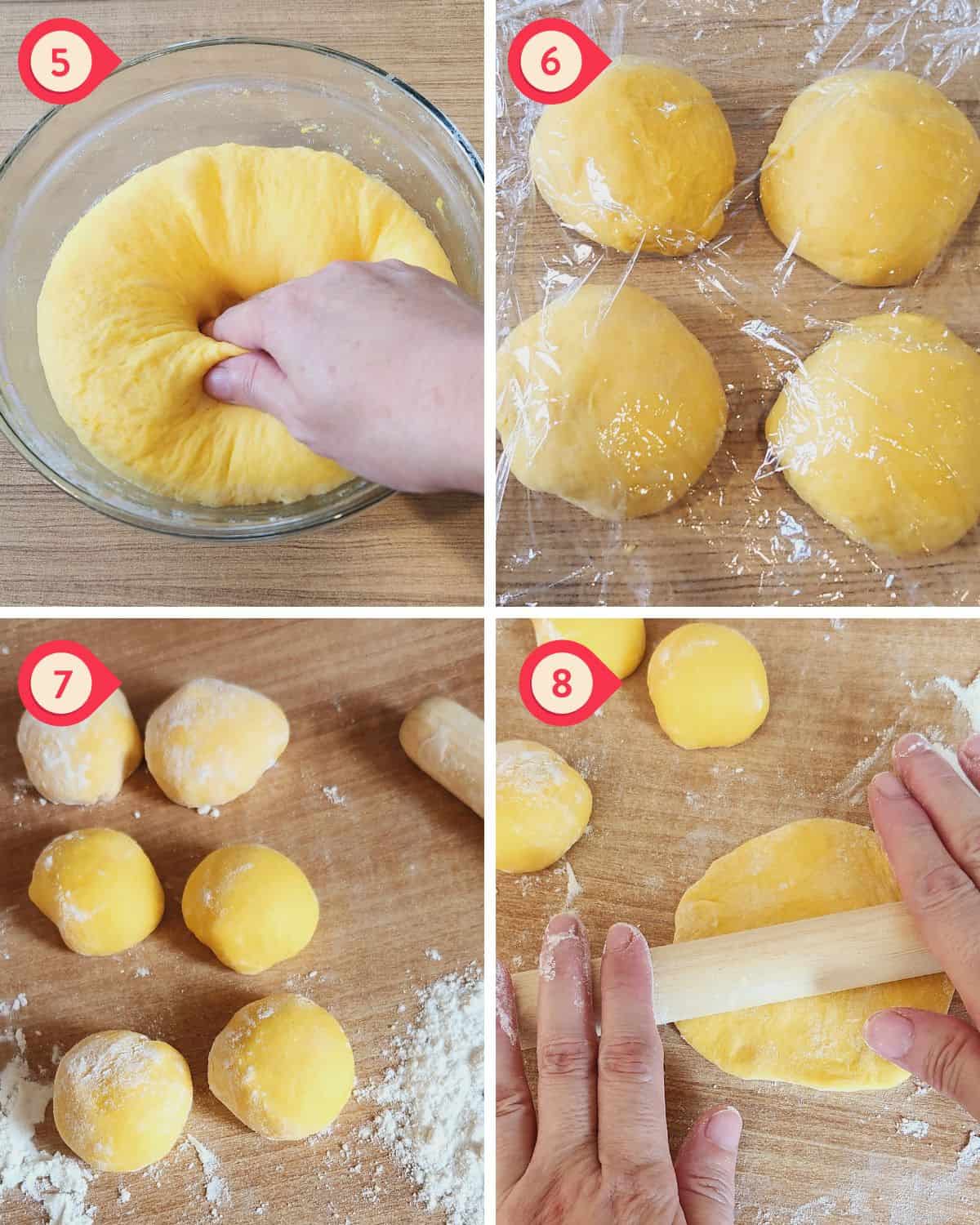 photo collage of shaping the dough.