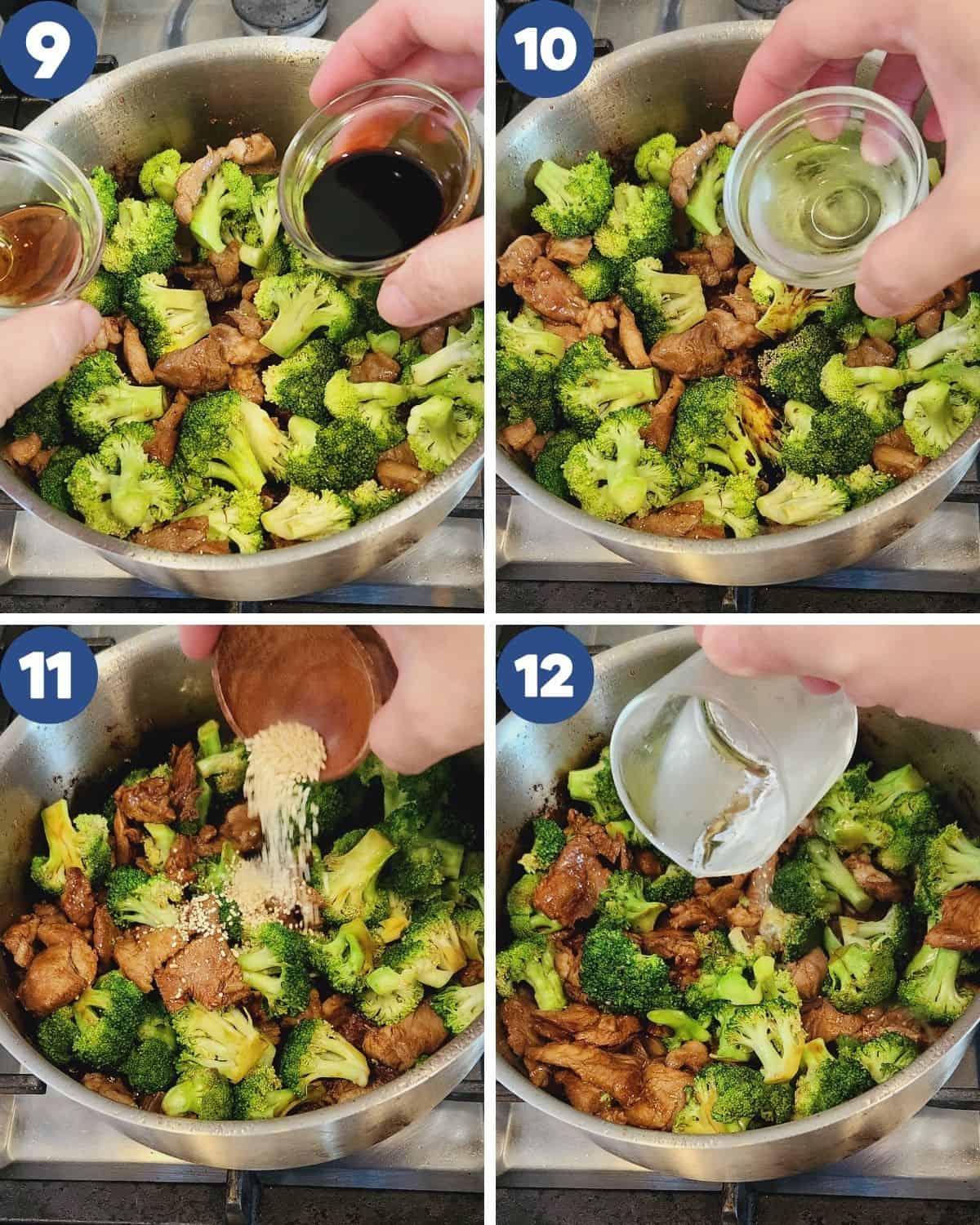 Photo collage of seasoning the dish in the pot.