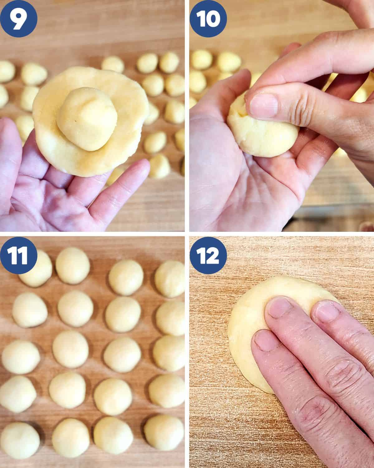 Step by step photos of assembling the two types of dough.