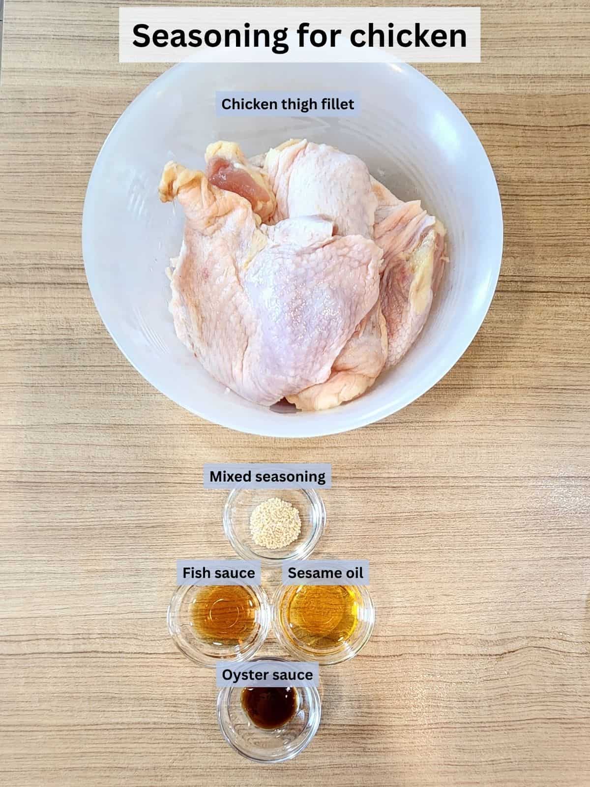 A photo of other seasoning ingredients with labels.