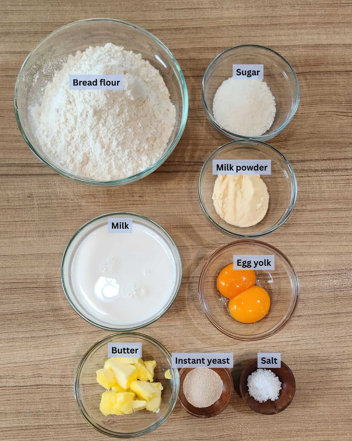 Roti sisir ingredients with labels.