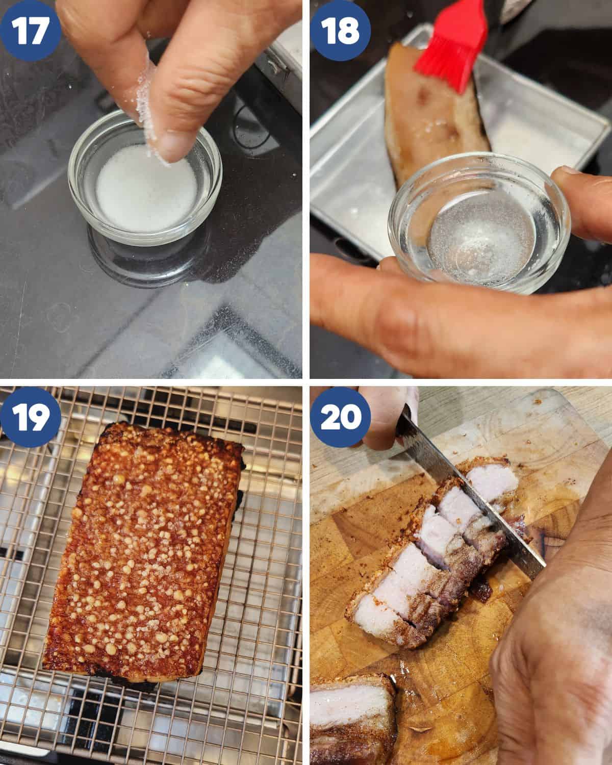 Step by step photos of roasting the pork belly.