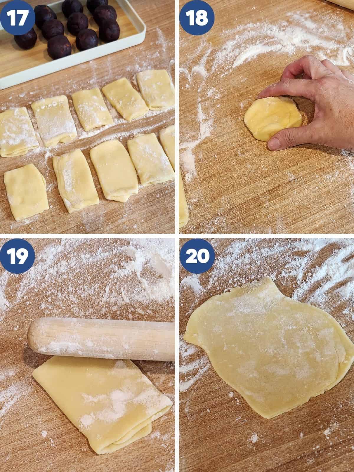 Step by step photos of preparing to put the filling.