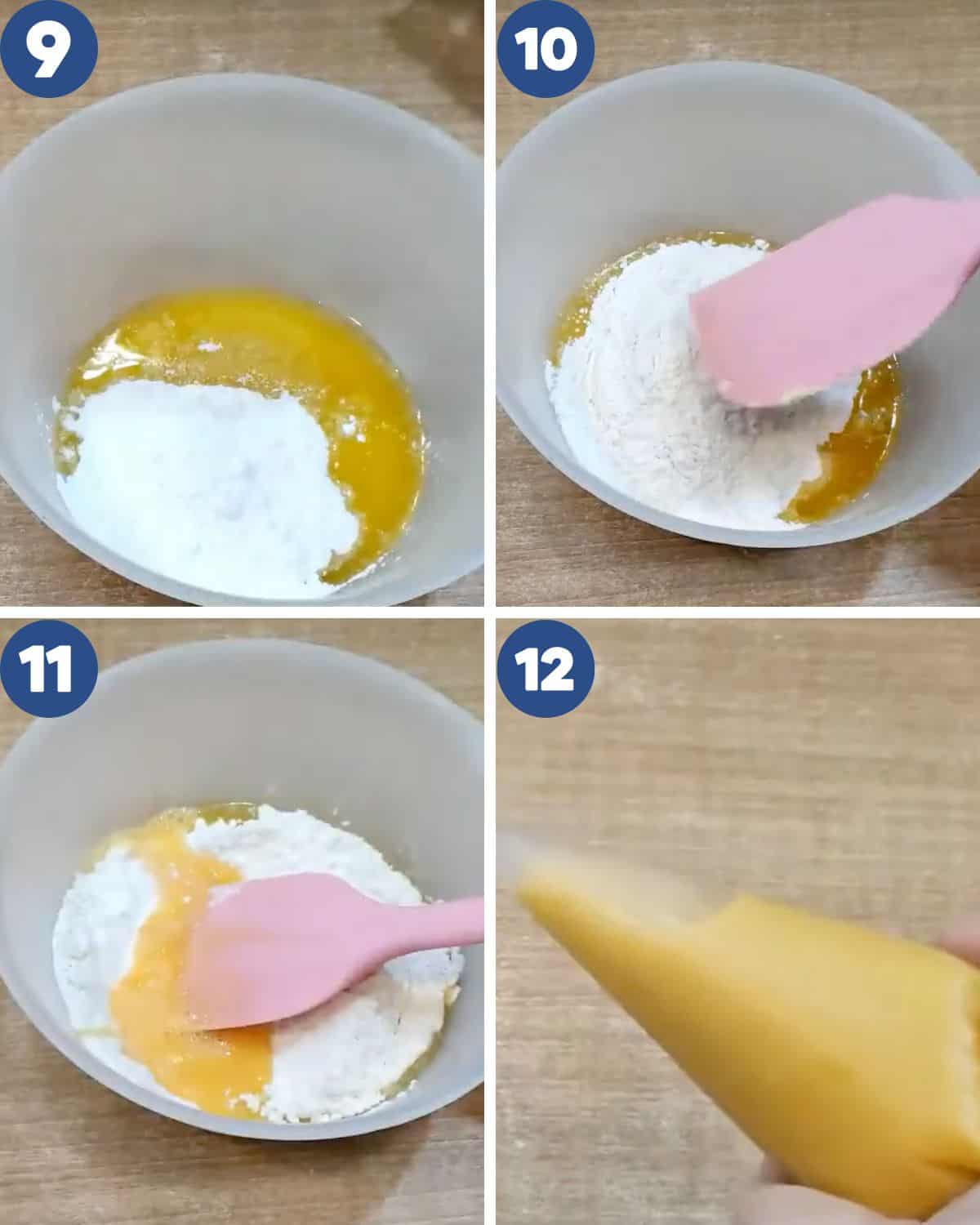 Process steps of making the cross icing for hot cross buns.