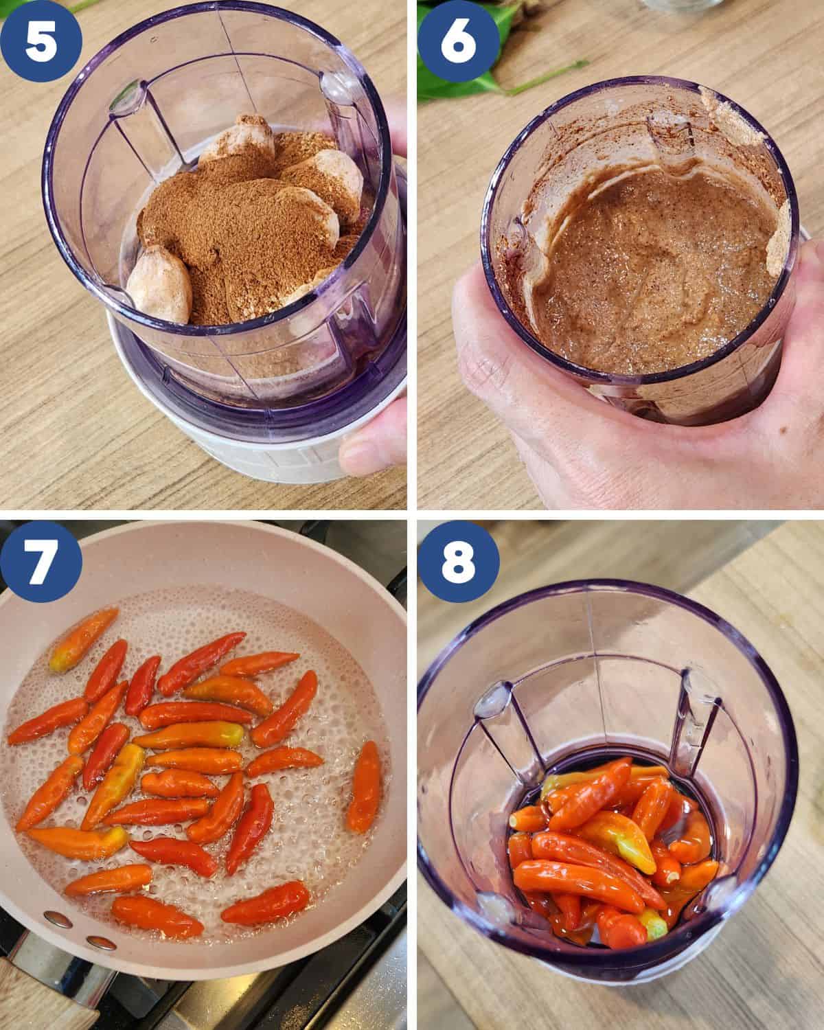 Step by step process photos of blending the spices.