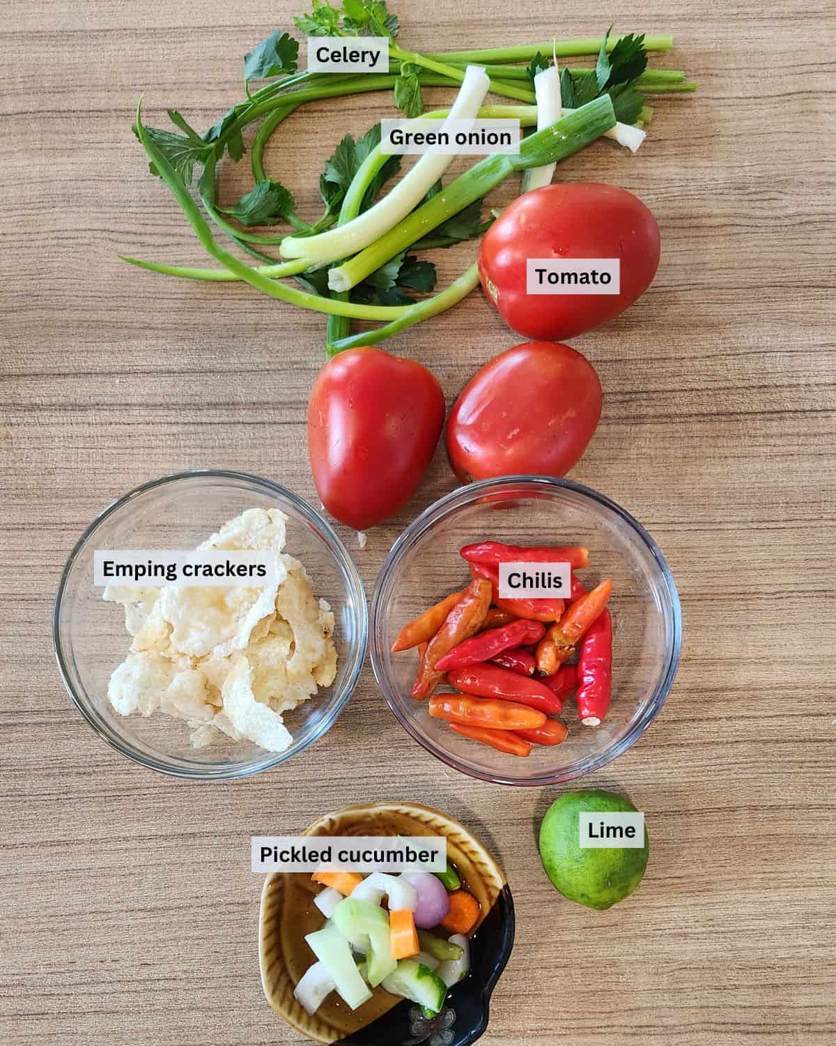 Oxtail soup ingredients for toppings.