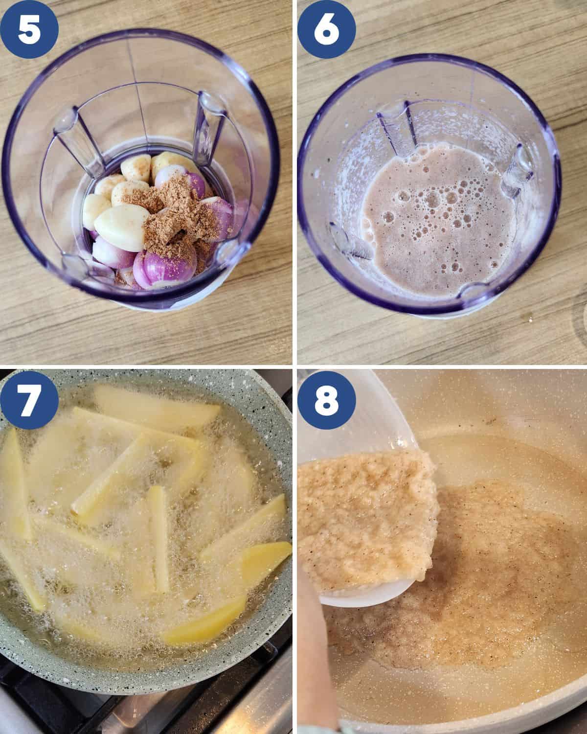 Step by step process photos of blending the spices for oxtail soup.
