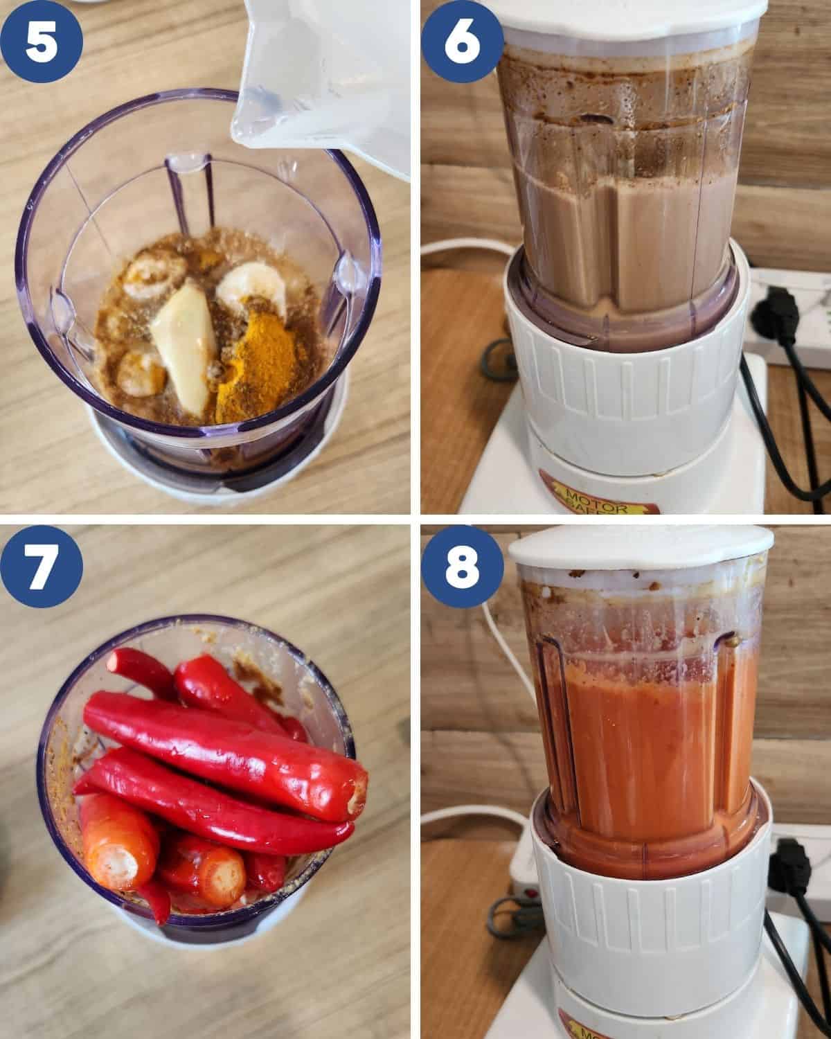 Step by step process photos of preparing the spices paste for Soto Tangkar or Beef Coconut Soup.